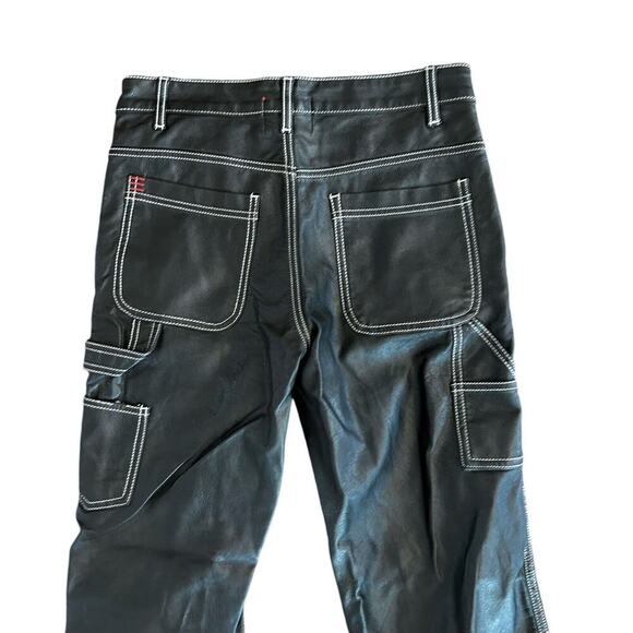 BDG Urban Outfitters High Rise Carpenter Size 24 Black Faux Leather‎ Pants Vegan - Picture 3 of 10